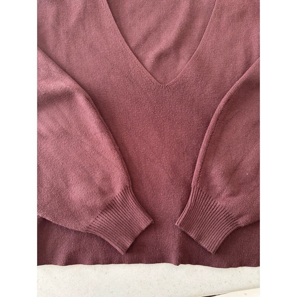 Dynamite Women’s Burgundy V Neck Knit Sweater Medium Oversized Soft Pullover - Picture 13 of 13
